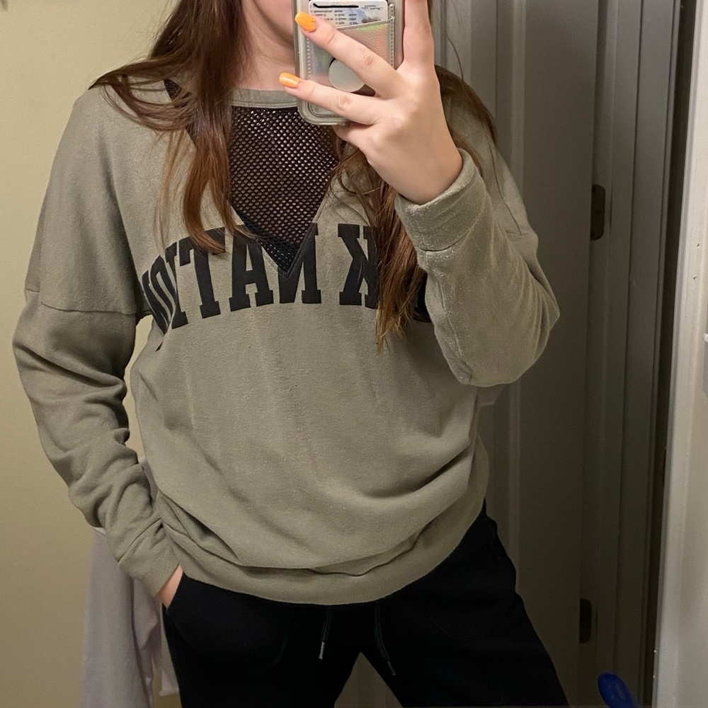 Camp Green Victoria Secret PINK crew neck